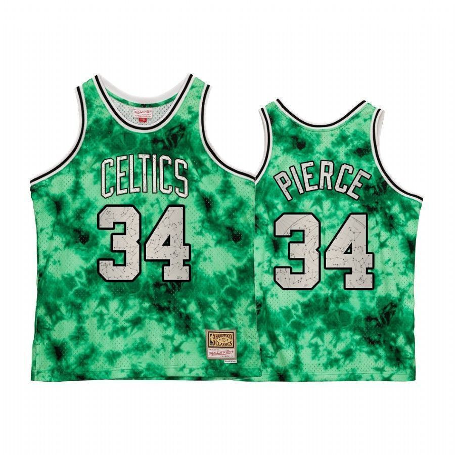 Men's Boston Celtics Paul Pierce Galaxy Constellation Basketball Jersey Green Vintage - JS267