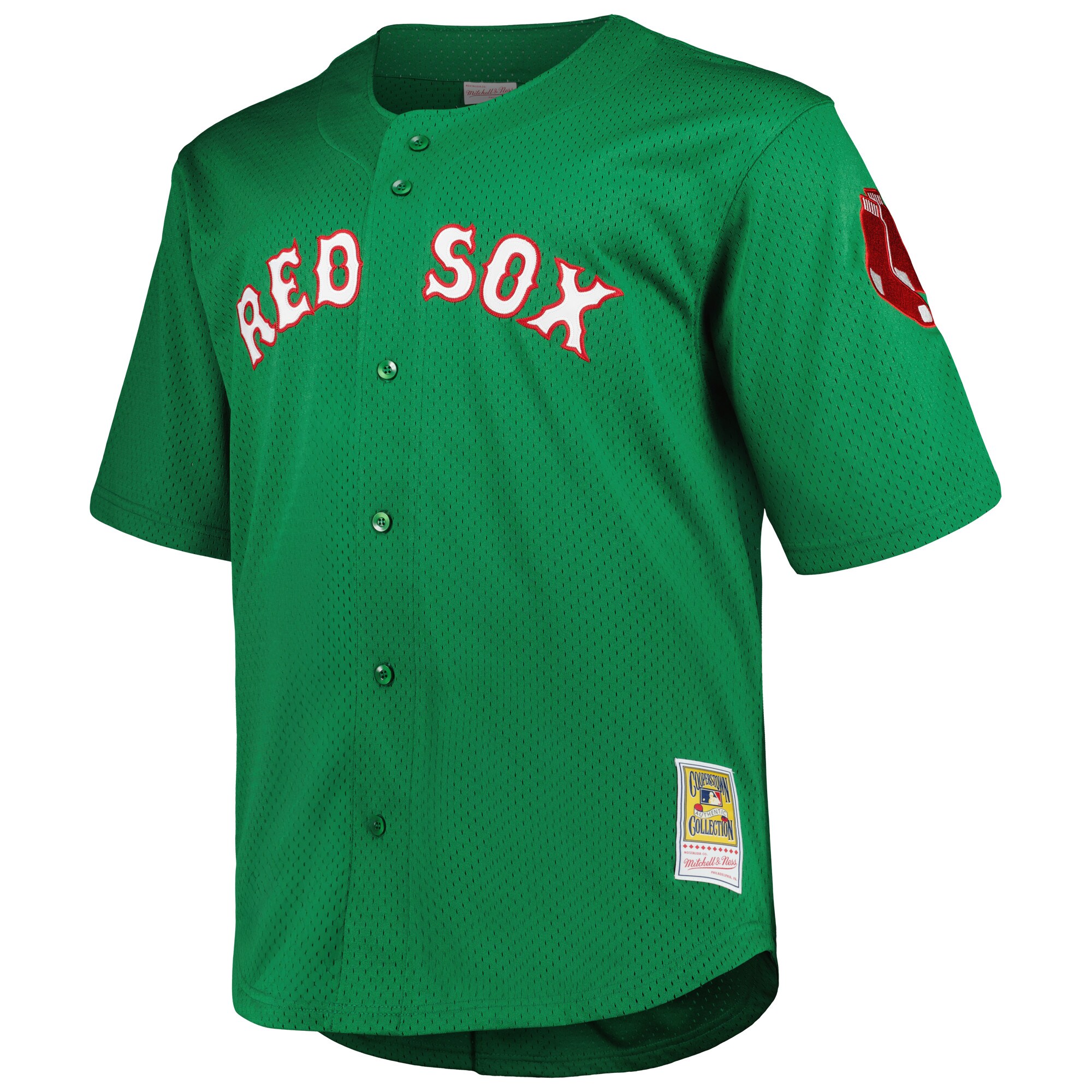 Alternative view of Men's Boston Red Sox David Ortiz Mitchell & Ness Kelly Green Big & Tall Cooperstown Collection Mesh Batting Practice Baseball Jersey