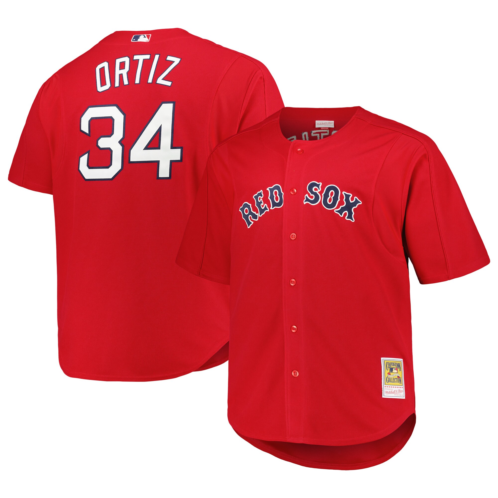 Men's Boston Red Sox David Ortiz Mitchell & Ness Red Big & Tall Cooperstown Collection Batting Practice Baseball Jersey