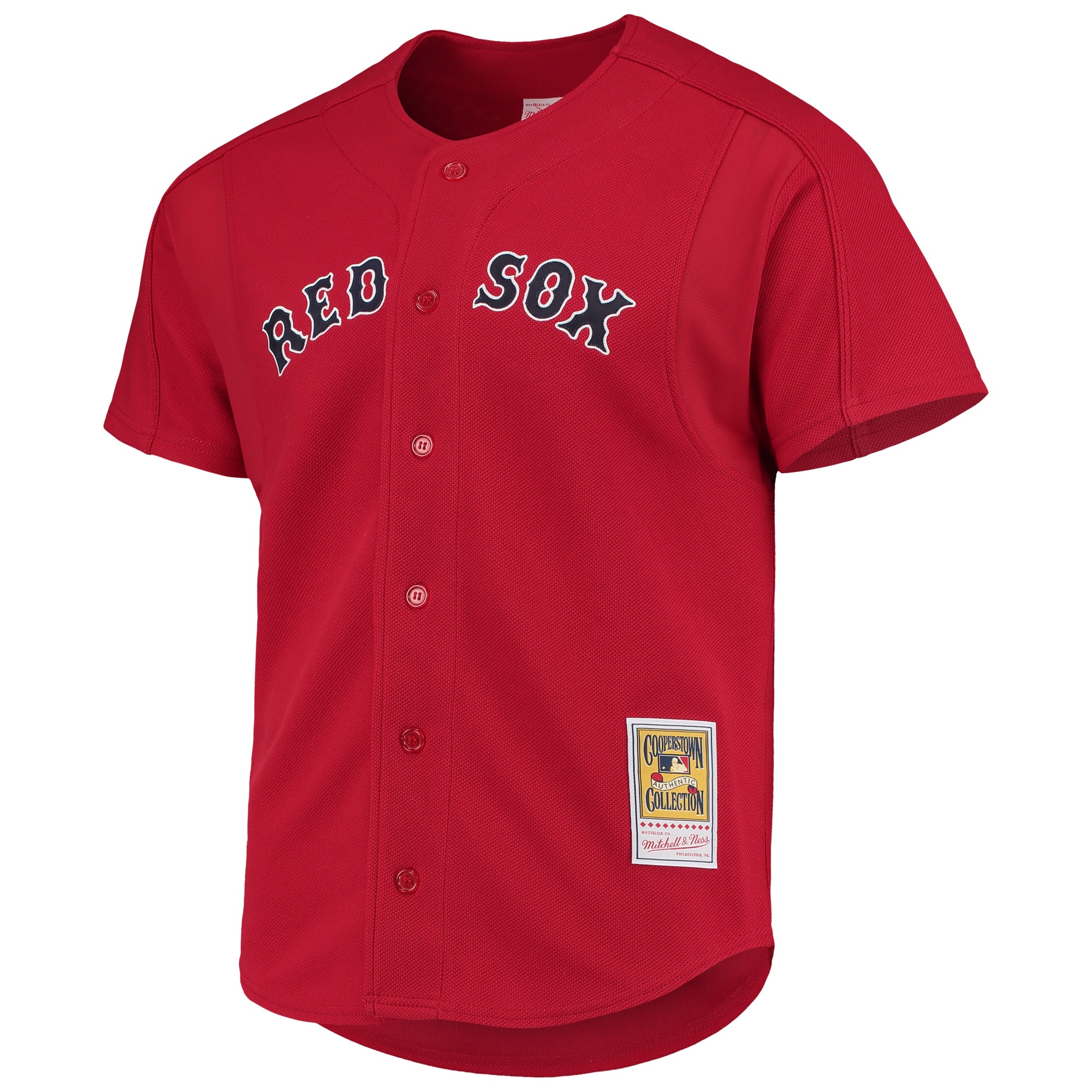 Alternative view of Men's Boston Red Sox David Ortiz Mitchell & Ness Red Cooperstown Collection Mesh Batting Practice Button-Up Baseball Jersey