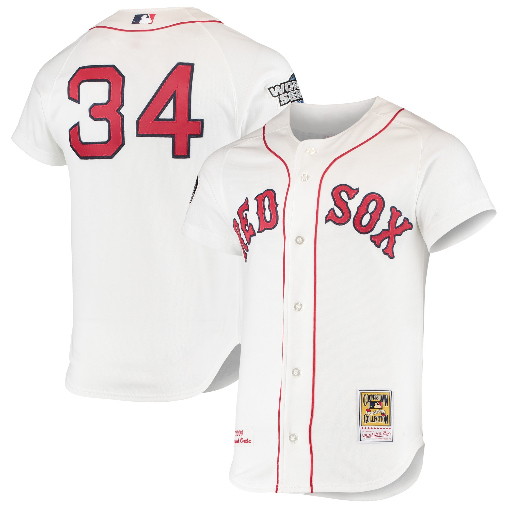 Men's Boston Red Sox David Ortiz Mitchell & Ness White 2004 Cooperstown Collection Home Baseball Jersey