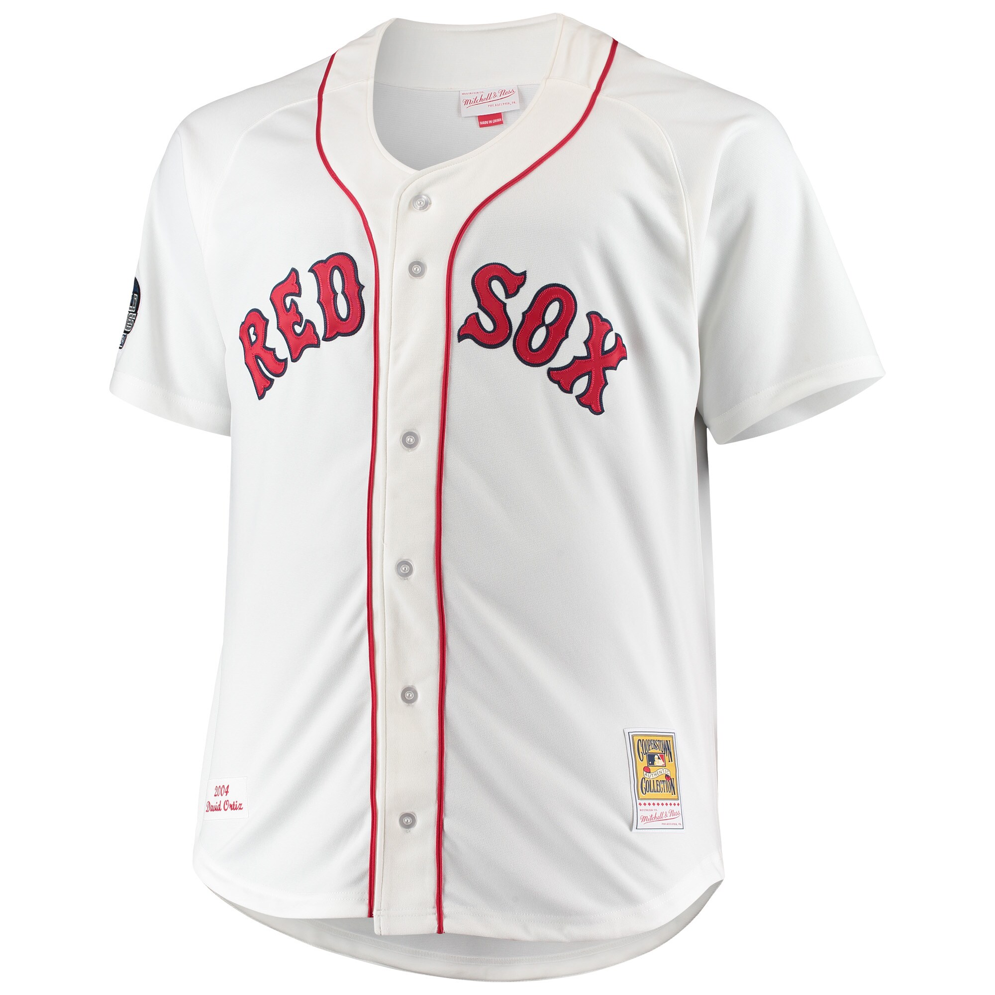 Alternative view of Men's Boston Red Sox David Ortiz Mitchell & Ness White Big & Tall Home Player Baseball Jersey