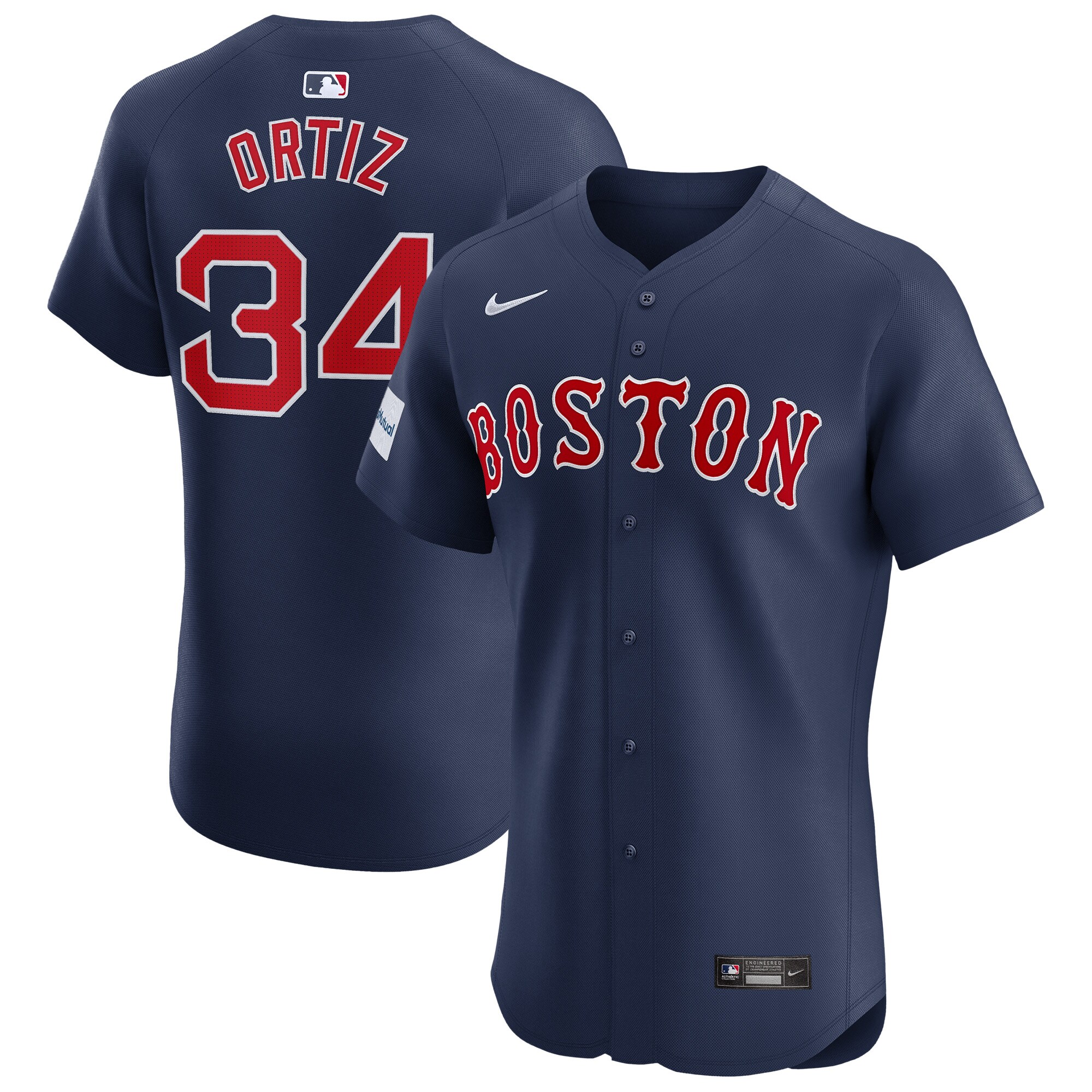 Men's Boston Red Sox David Ortiz Navy Alternate Elite Sponsor Patch Player Baseball Jersey