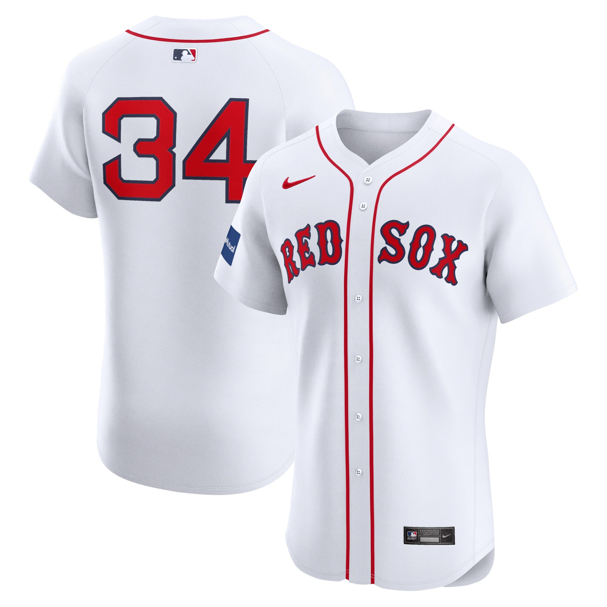 Men's Boston Red Sox David Ortiz White Home Elite Sponsor Patch Player Baseball Jersey