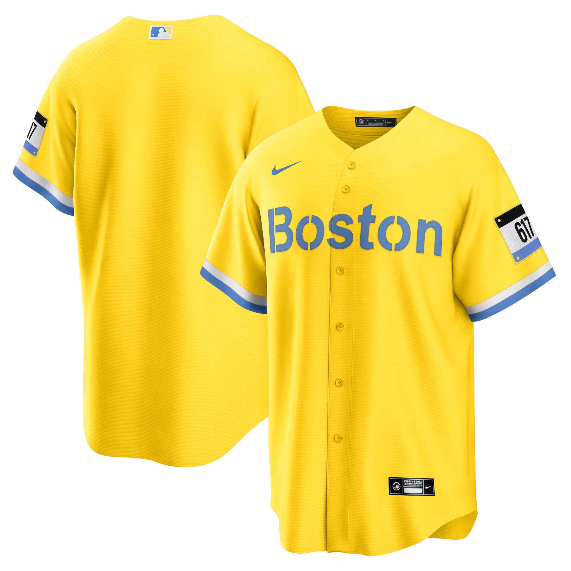 Men's Boston Red Sox Gold/Light Blue City Connect Baseball Jersey