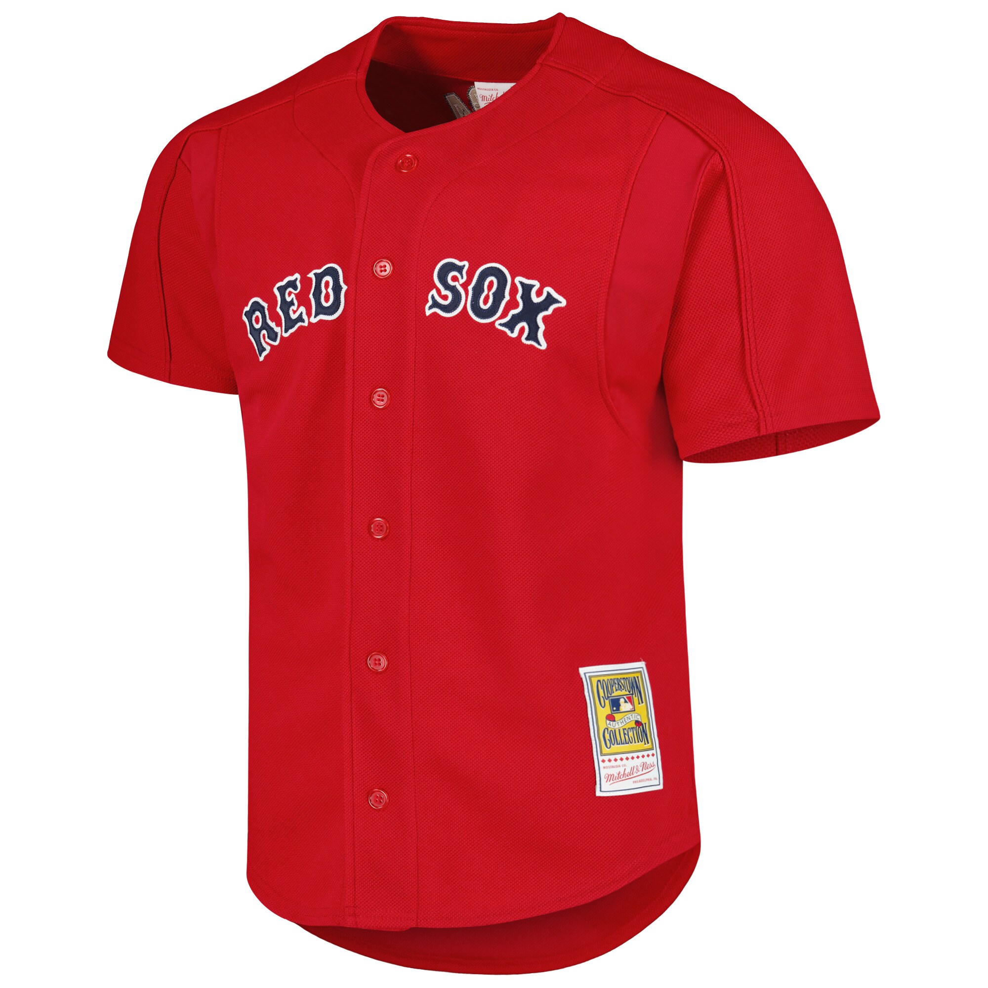 Alternative view of Men's Boston Red Sox Nomar Garciaparra Mitchell & Ness Red Cooperstown Collection Mesh Batting Practice Button-Up Jersey