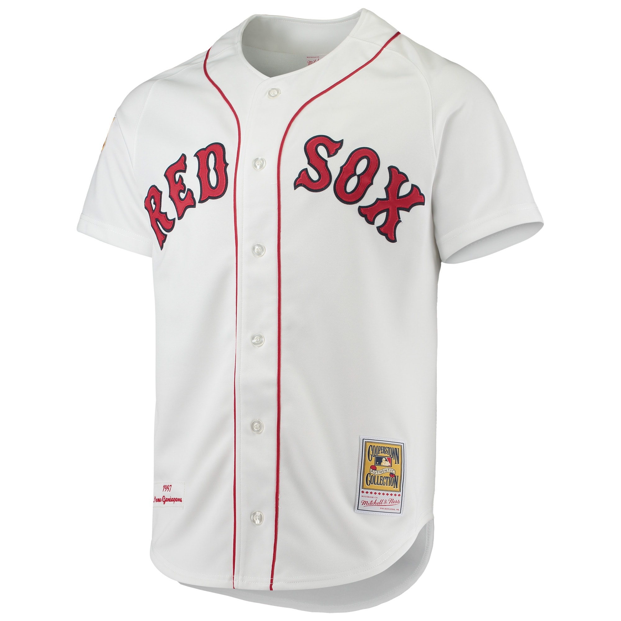 Alternative view of Men's Boston Red Sox Nomar Garciaparra Mitchell & Ness White 1997 Cooperstown Collection Jersey