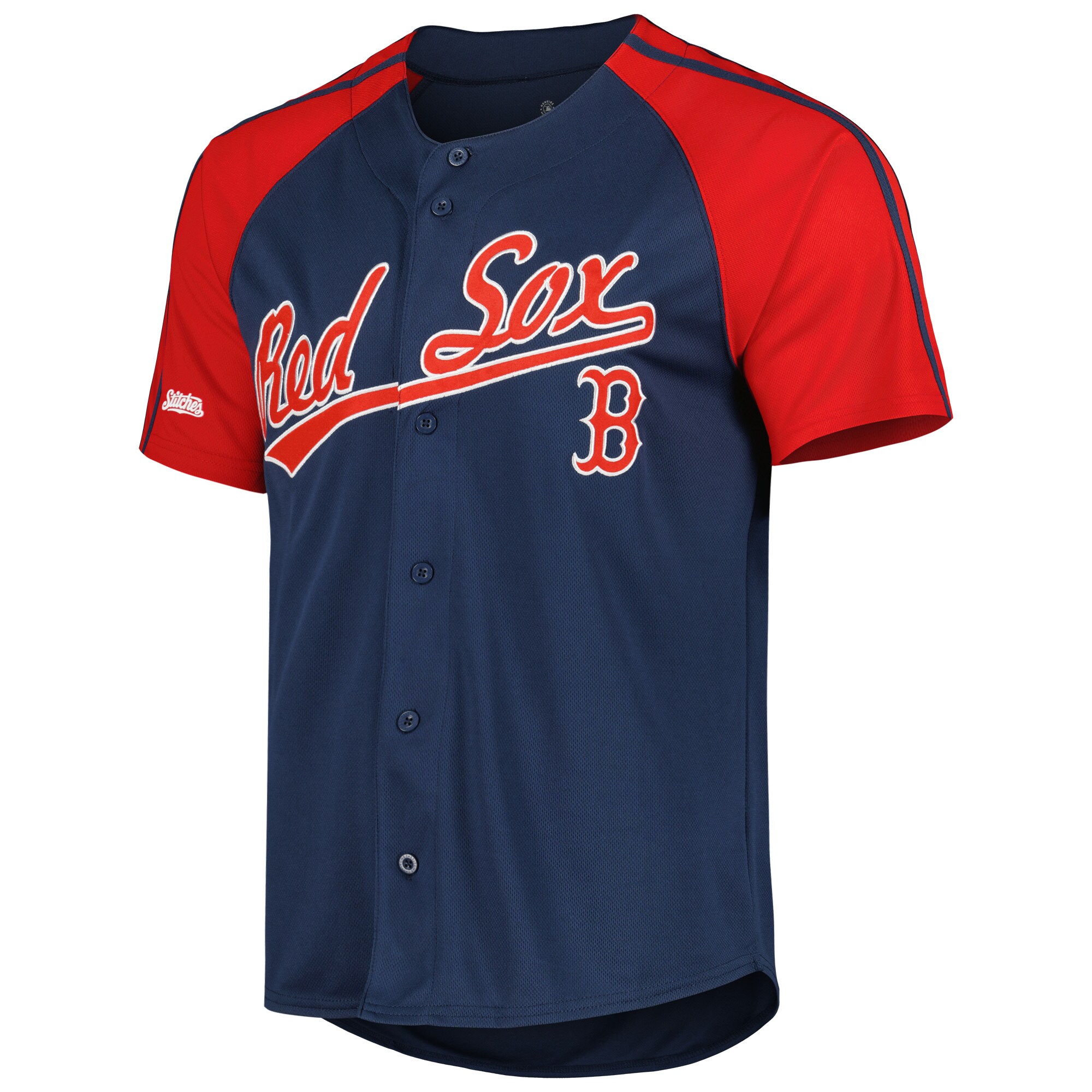 Alternative view of Men's Boston Red Sox Stitches Navy Button-Down Raglan Fashion Jersey