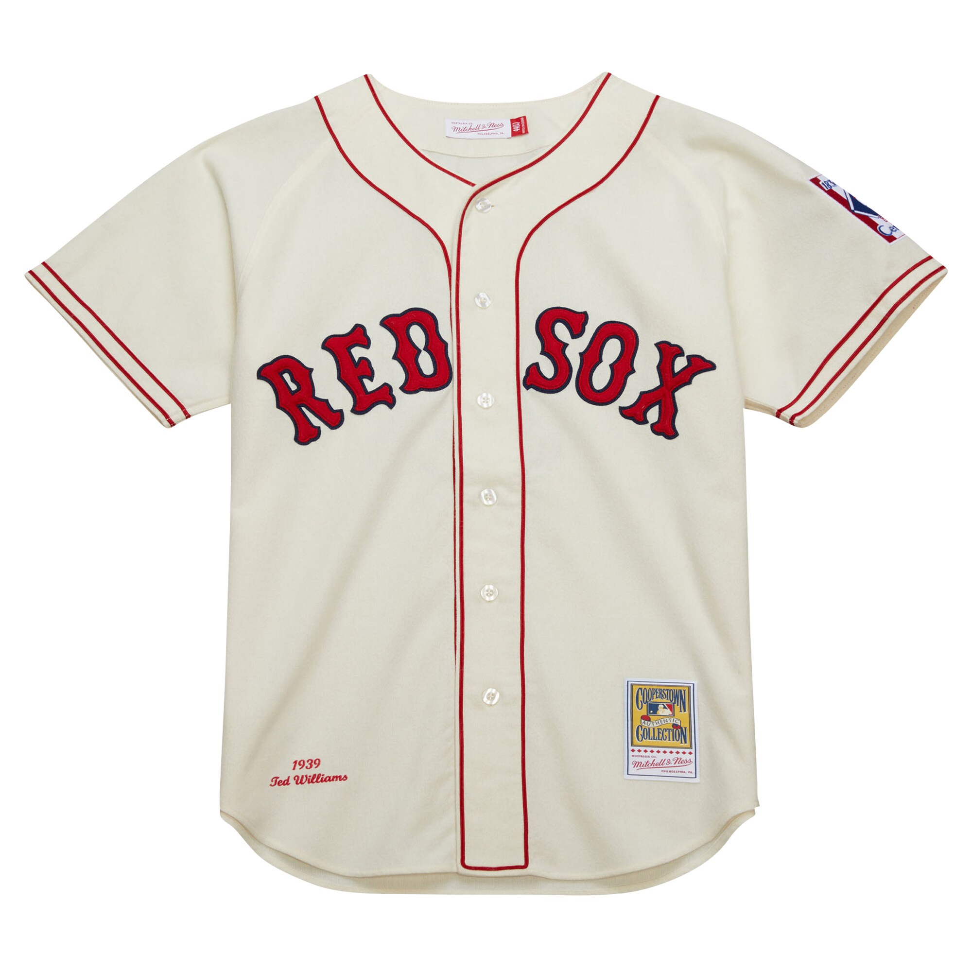 Alternative view of Men's Boston Red Sox Ted Williams Mitchell & Ness Cream Cooperstown Collection 1939 Jersey