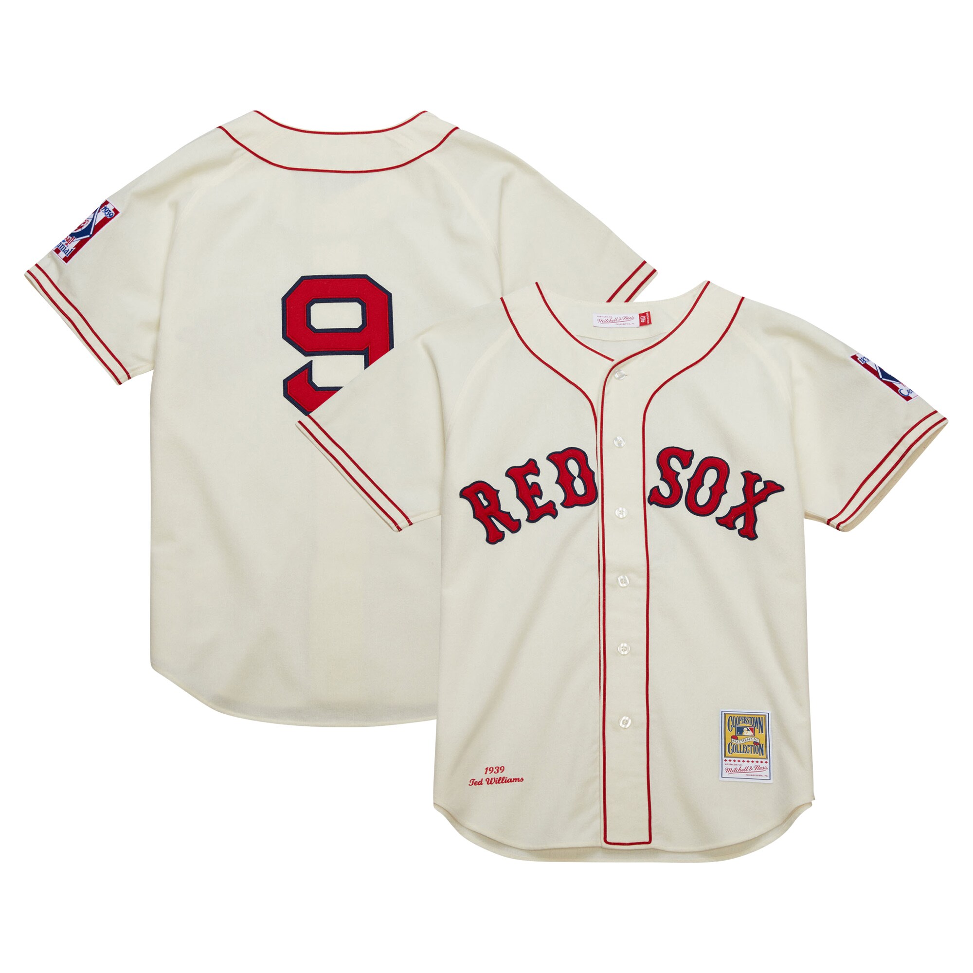 Men's Boston Red Sox Ted Williams Mitchell & Ness Cream Cooperstown Collection 1939 Jersey