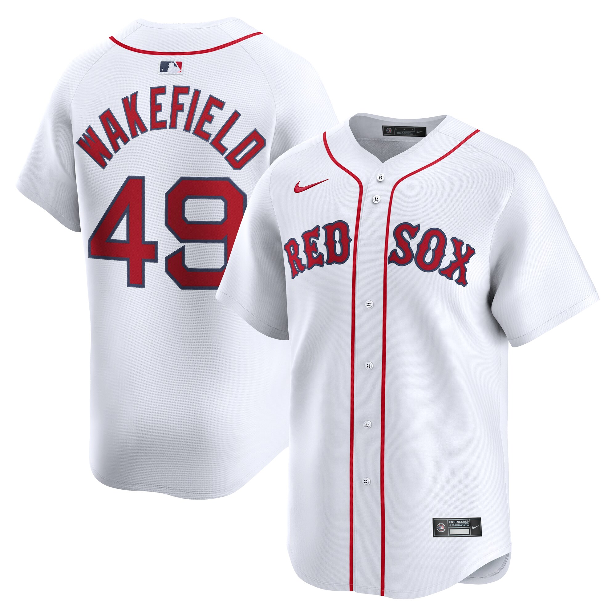 Men's Boston Red Sox Tim Wakefield White Home Limited Player Jersey