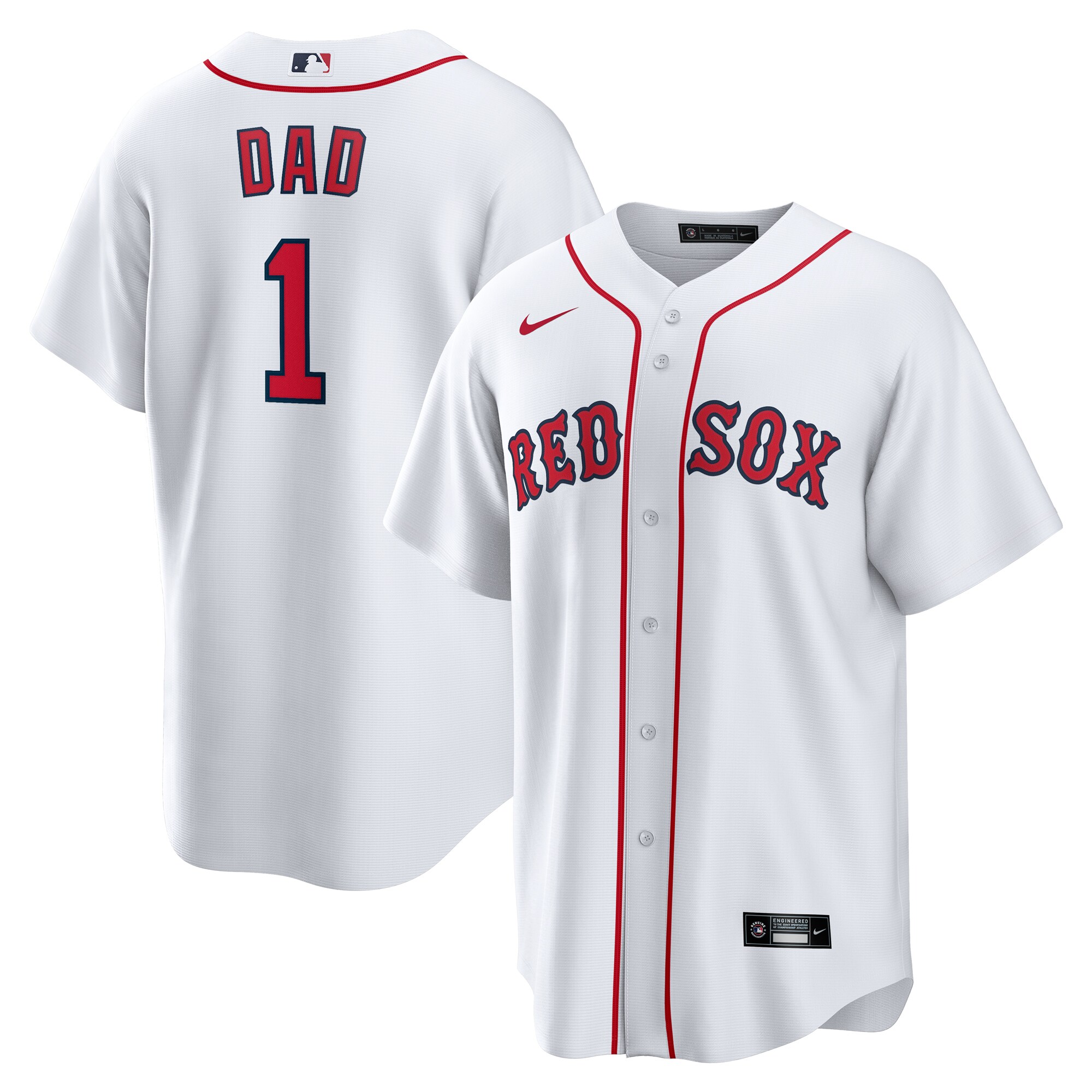 Men's Boston Red Sox White #1 Dad Home Baseball Jersey