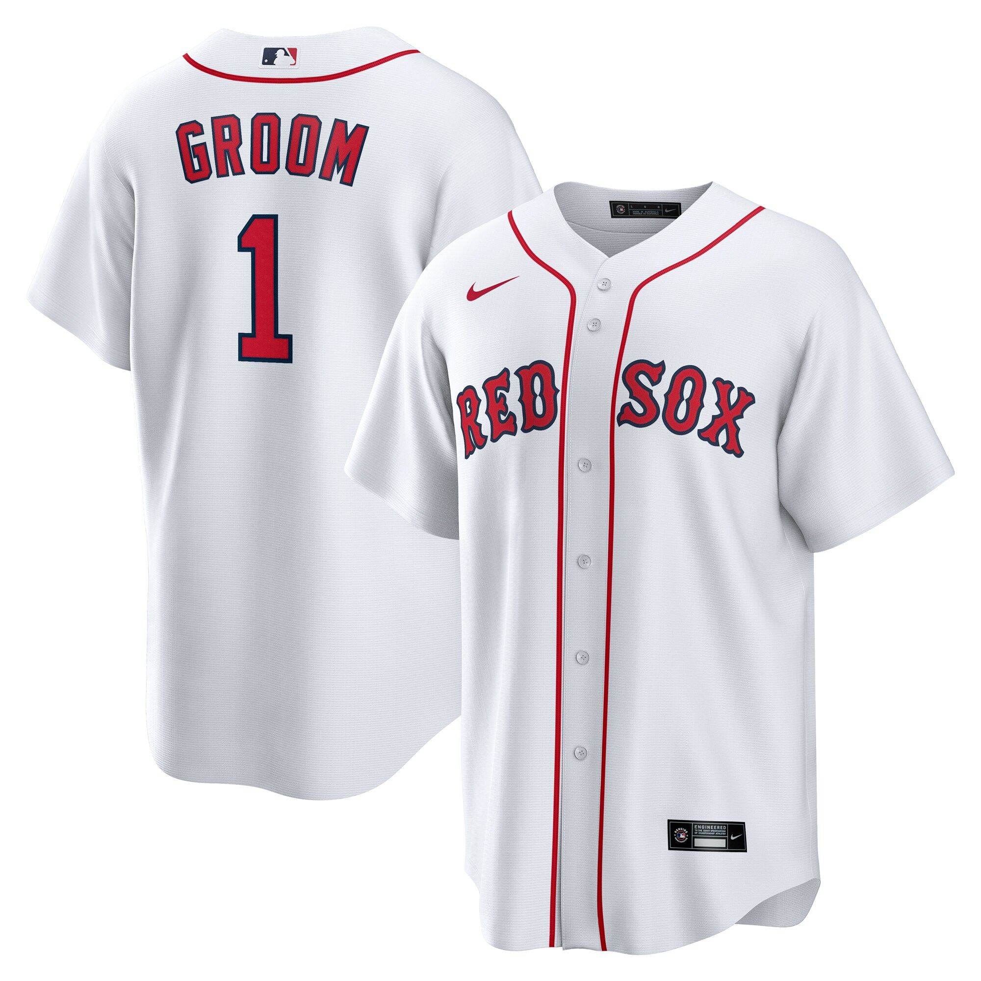 Men's Boston Red Sox White #1 Groom Home Baseball Jersey
