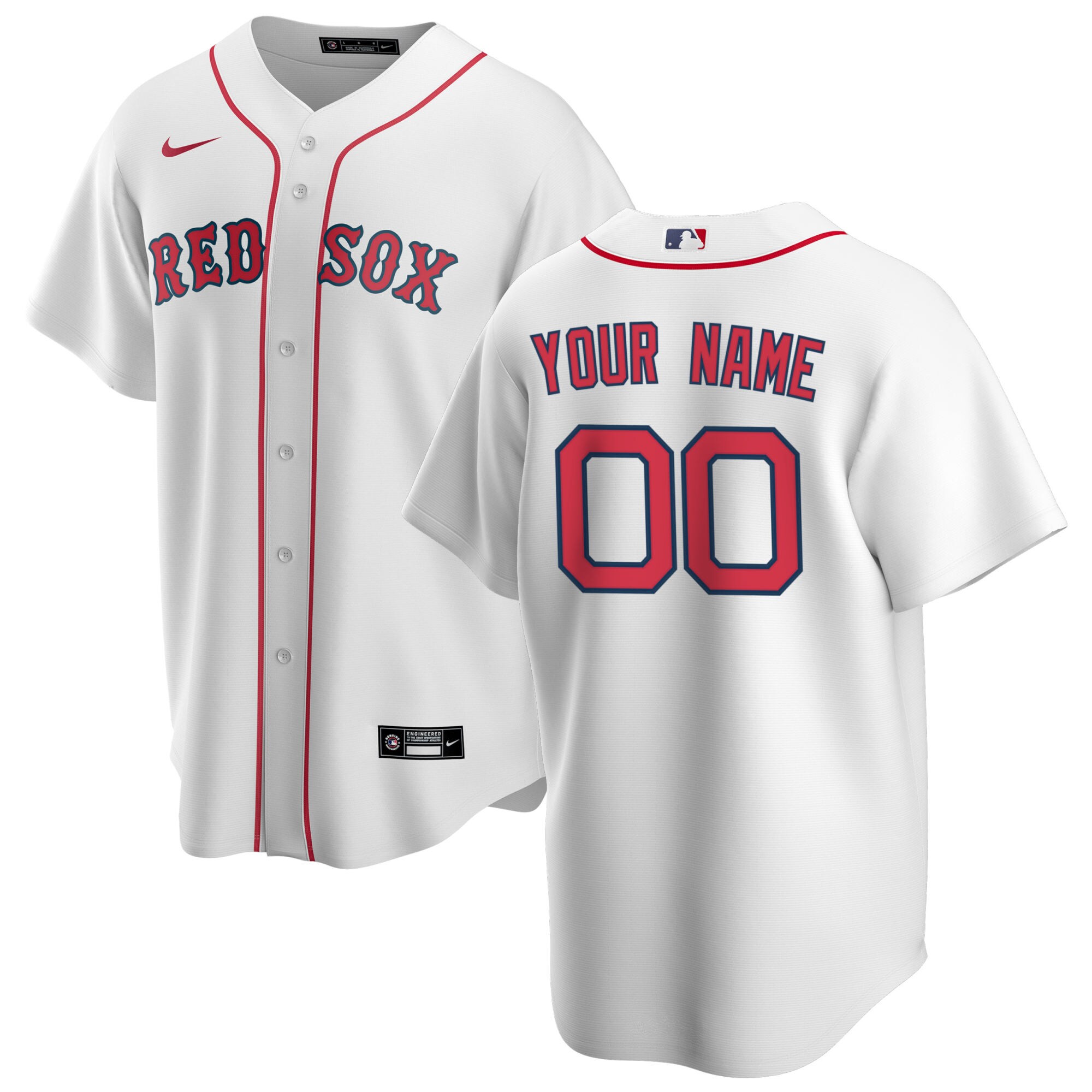 Men's Boston Red Sox White Home Custom Baseball Jersey