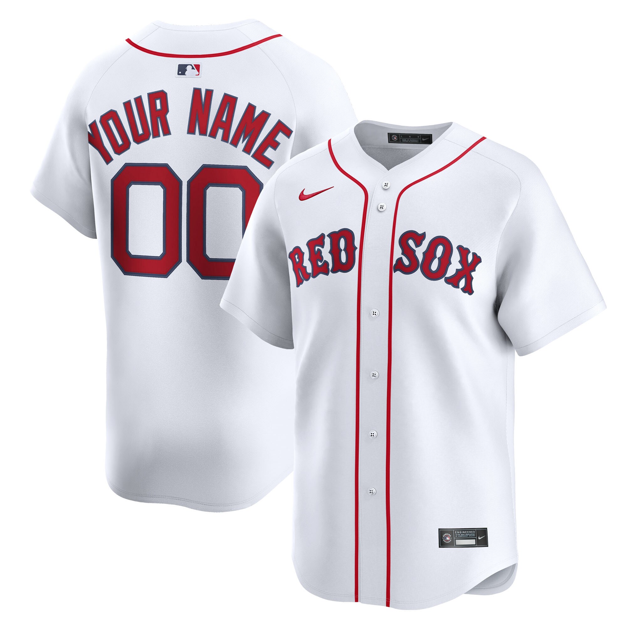 Men's Boston Red Sox White Home Limited Custom Jersey