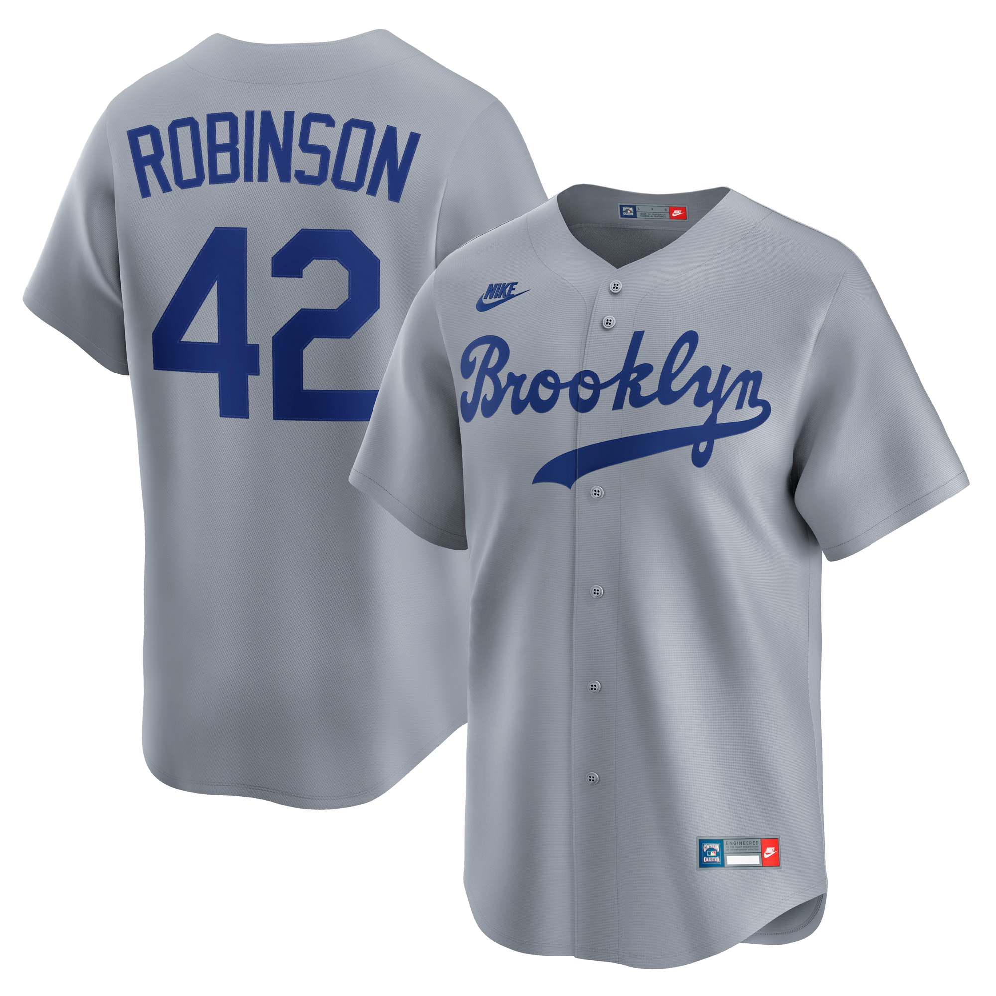 Men's Brooklyn Dodgers Jackie Robinson Gray Throwback Cooperstown Collection Limited Baseball Jersey 