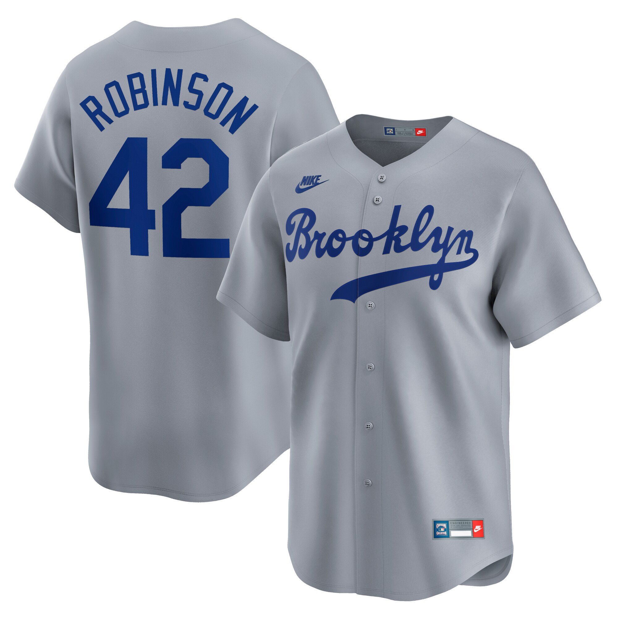 Men's Brooklyn Dodgers Jackie Robinson Gray Throwback Cooperstown Collection Limited Baseball Jersey 