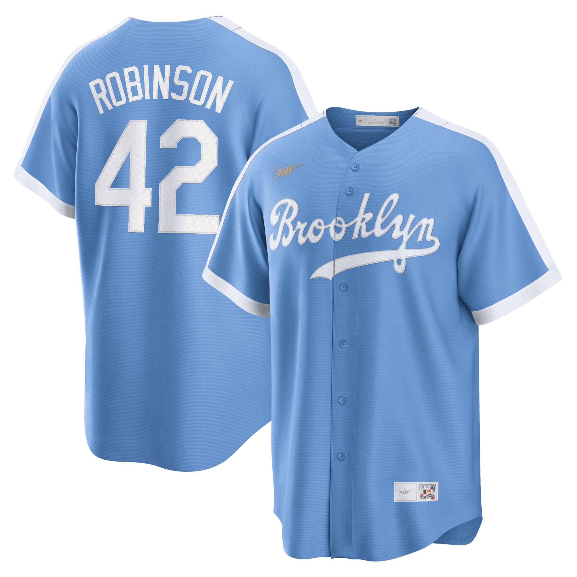 Men's Brooklyn Dodgers Jackie Robinson Light Blue Alternate Cooperstown Collection Player Baseball Jersey