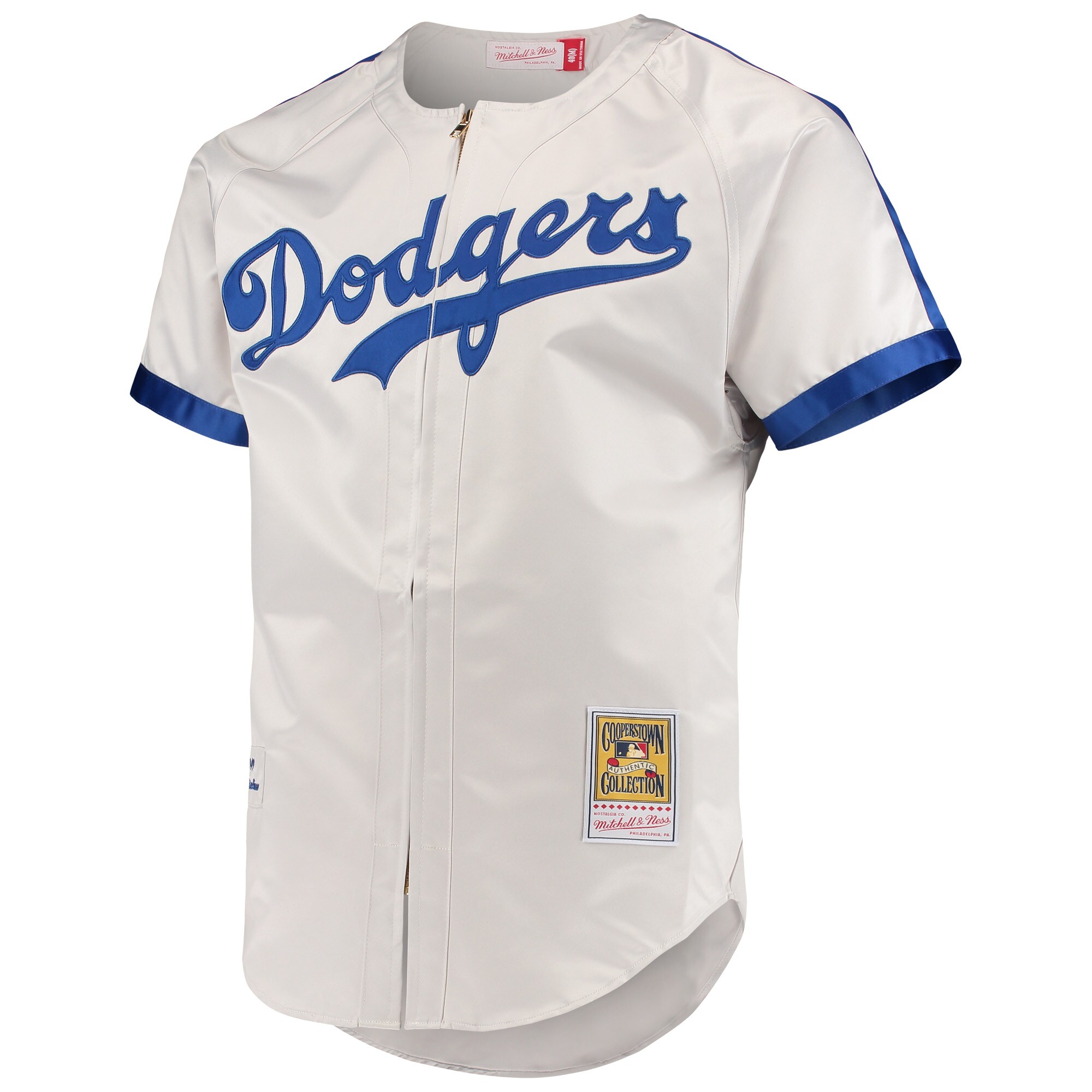 Alternative view of Men's Brooklyn Dodgers Jackie Robinson Mitchell & Ness Gray Cooperstown Collection Baseball Jersey 