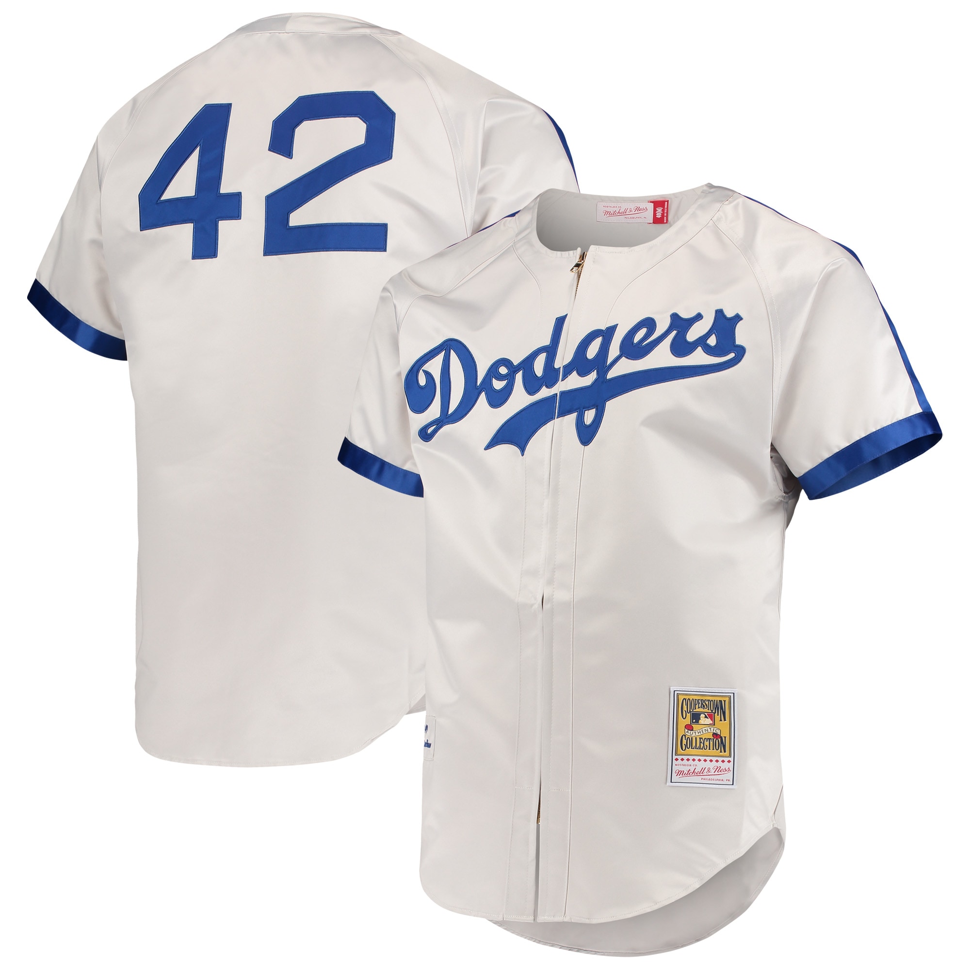 Men's Brooklyn Dodgers Jackie Robinson Mitchell & Ness Gray Cooperstown Collection Baseball Jersey