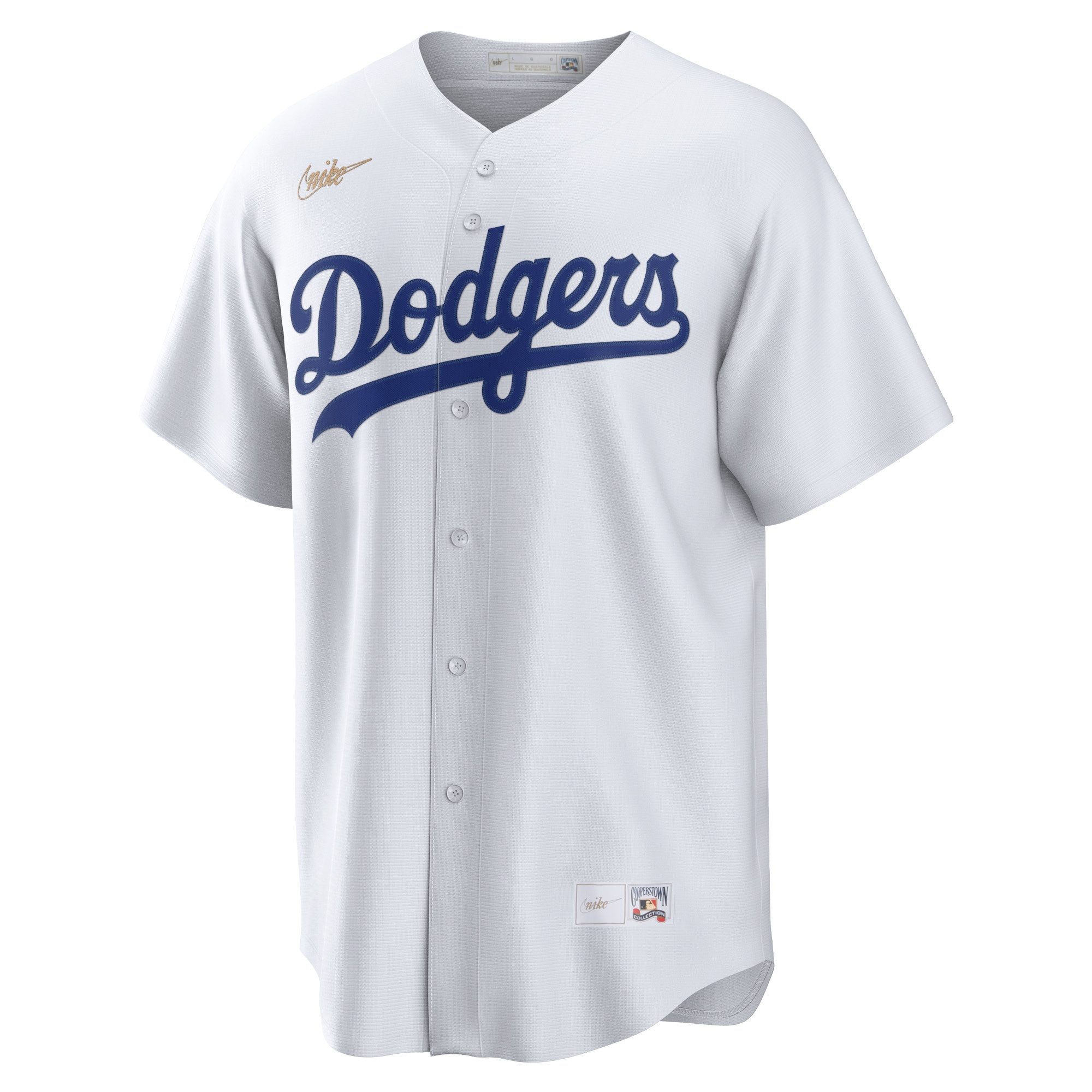 Alternative view of Men's Brooklyn Dodgers Jackie Robinson White Home Cooperstown Collection Player Baseball Jersey 