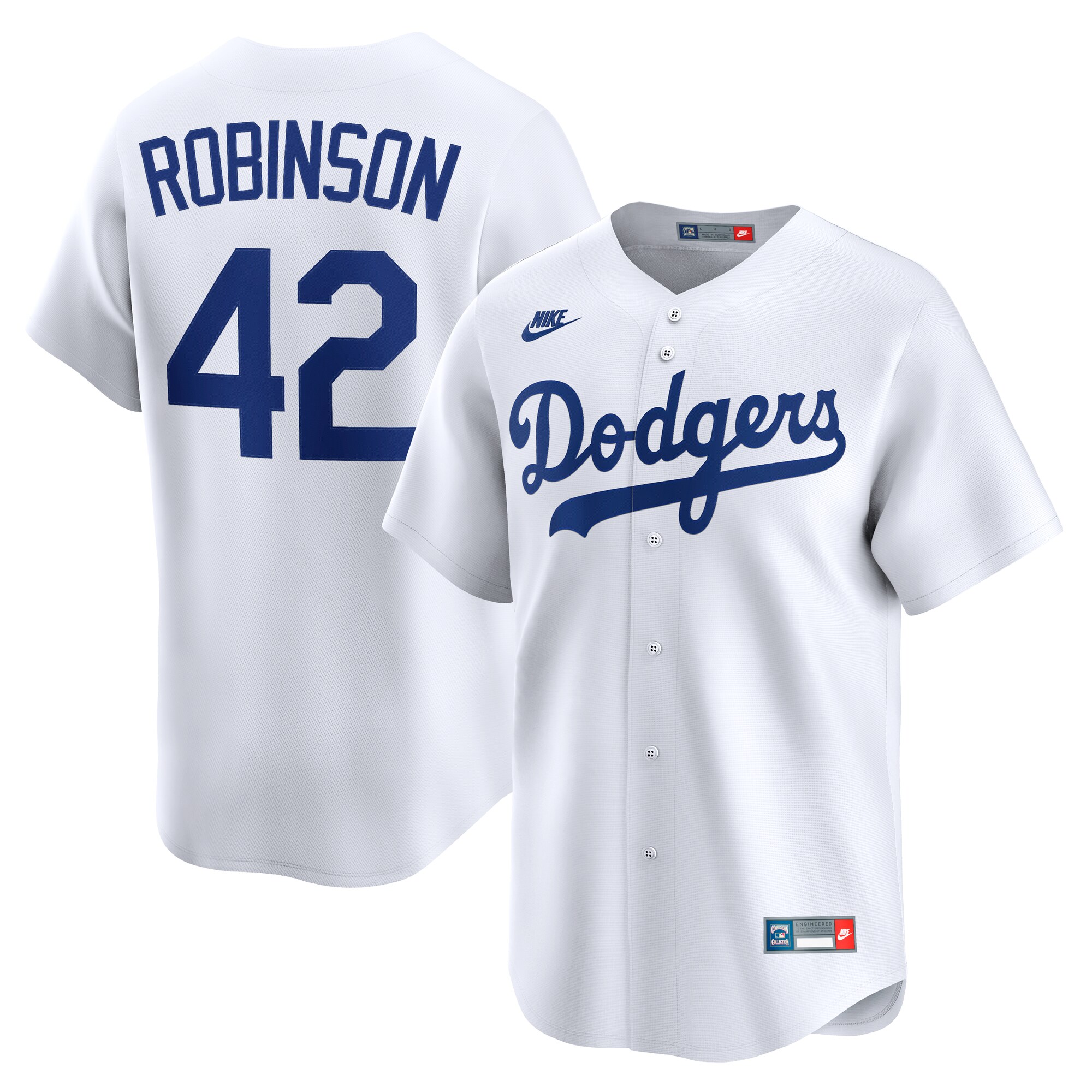 Men's Brooklyn Dodgers Jackie Robinson White Throwback Cooperstown Collection Limited Baseball Jersey