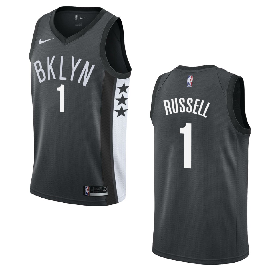 Men's Brooklyn Nets #1 D'angelo Russell Statement Swingman Jersey - Black