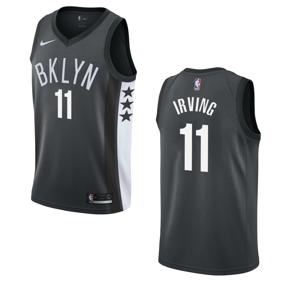 Men's Brooklyn Nets #11 Kyrie Irving Statement Swingman Basketball Jersey - Black