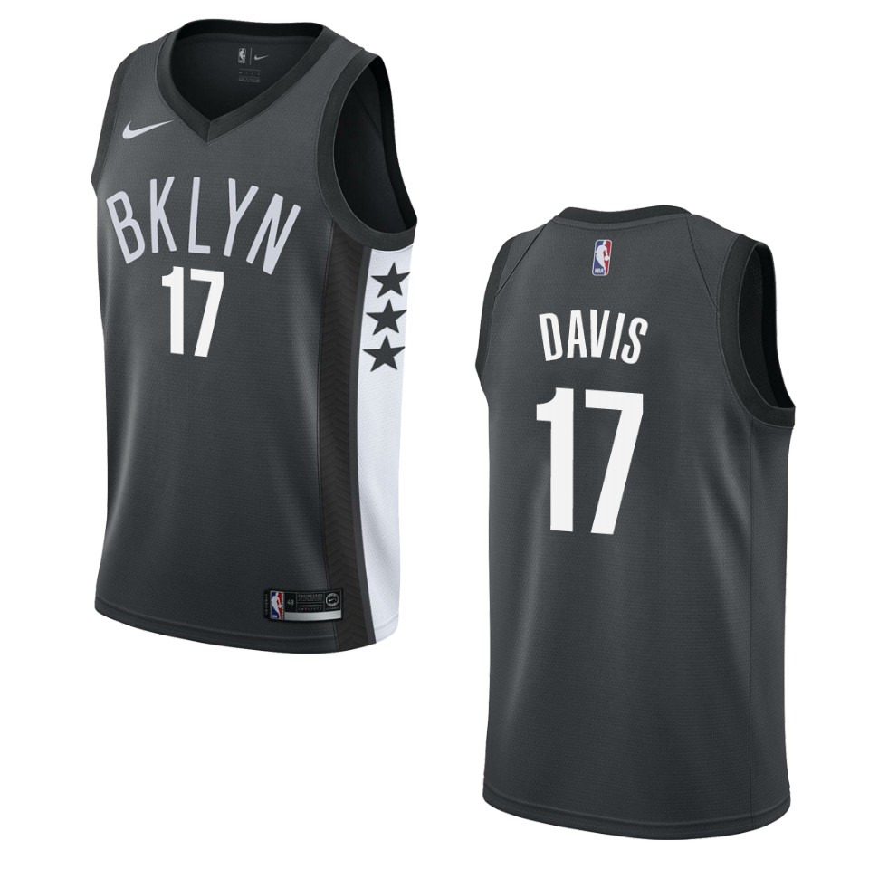 Men's Brooklyn Nets #17 Ed Davis Statement Swingman Jersey - Black