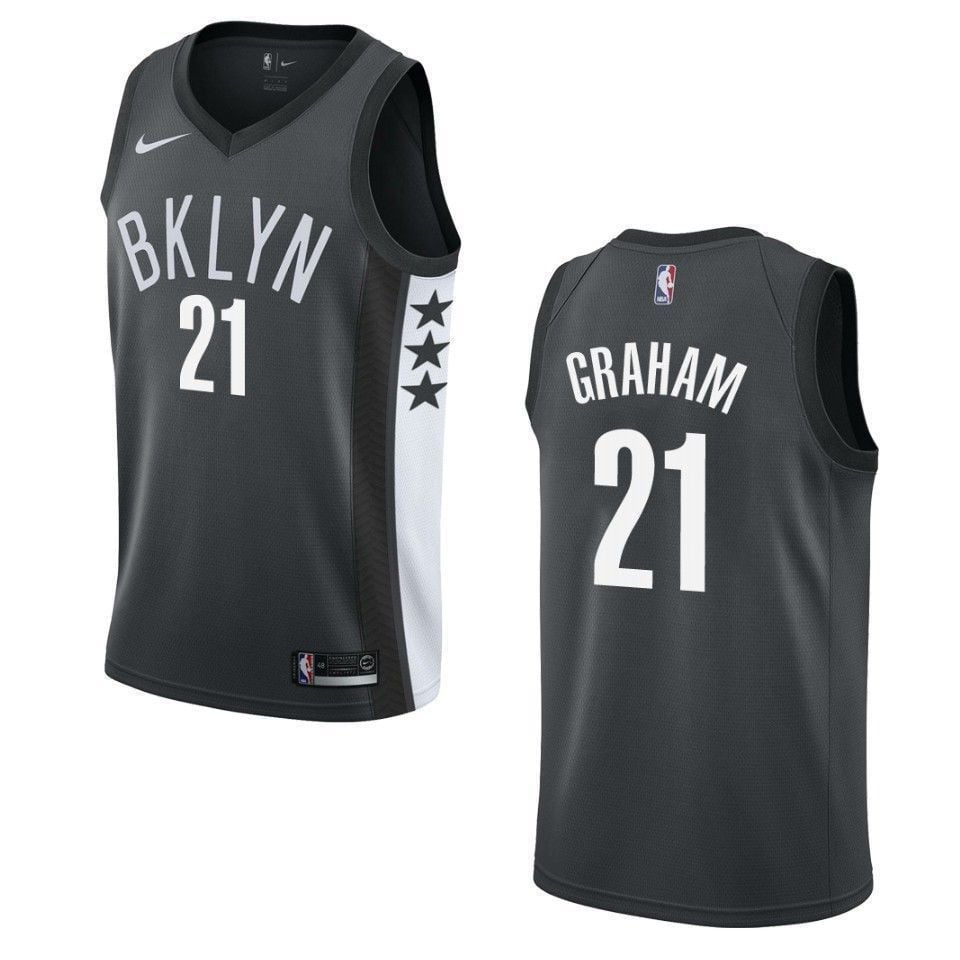 Men's Brooklyn Nets 21 Treveon Graham Statement Swingman Jersey - Black - JS700 