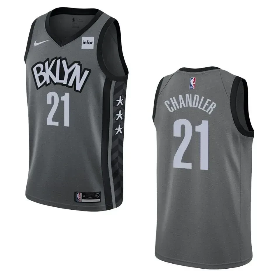 Men's Brooklyn Nets 21 Wilson Chandler Statement Edition Swingman Jersey - Gray - JS551 
