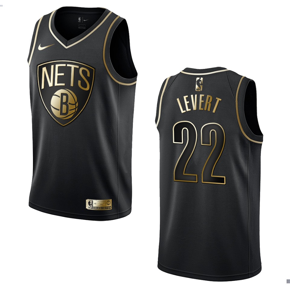 Men’s Brooklyn Nets #22 Caris Levert Golden Edition Basketball Jersey – Black