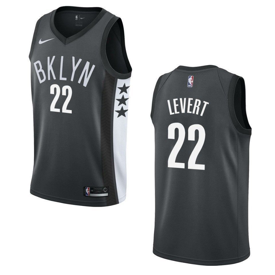 Men's Brooklyn Nets 22 Caris Levert Statement Swingman Jersey - Black - JS966 