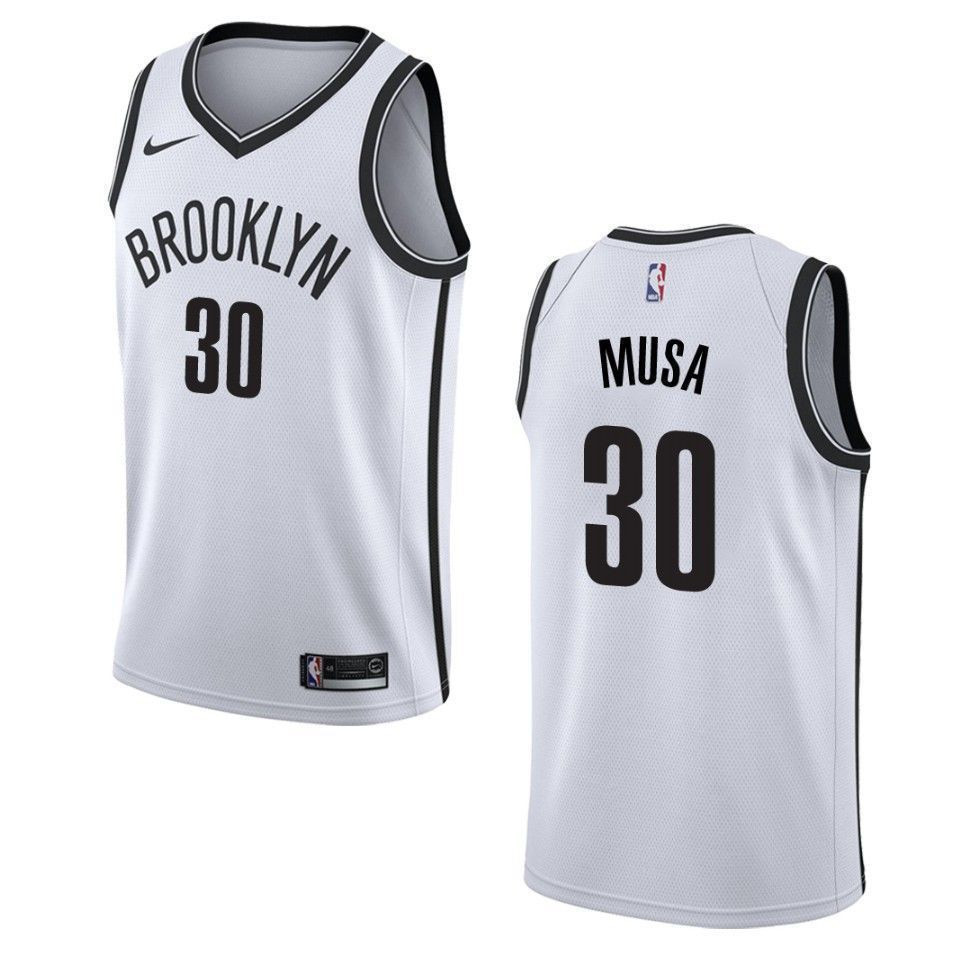 Men's Brooklyn Nets 30 Dzanan Musa Association Swingman Jersey - White - JS855 