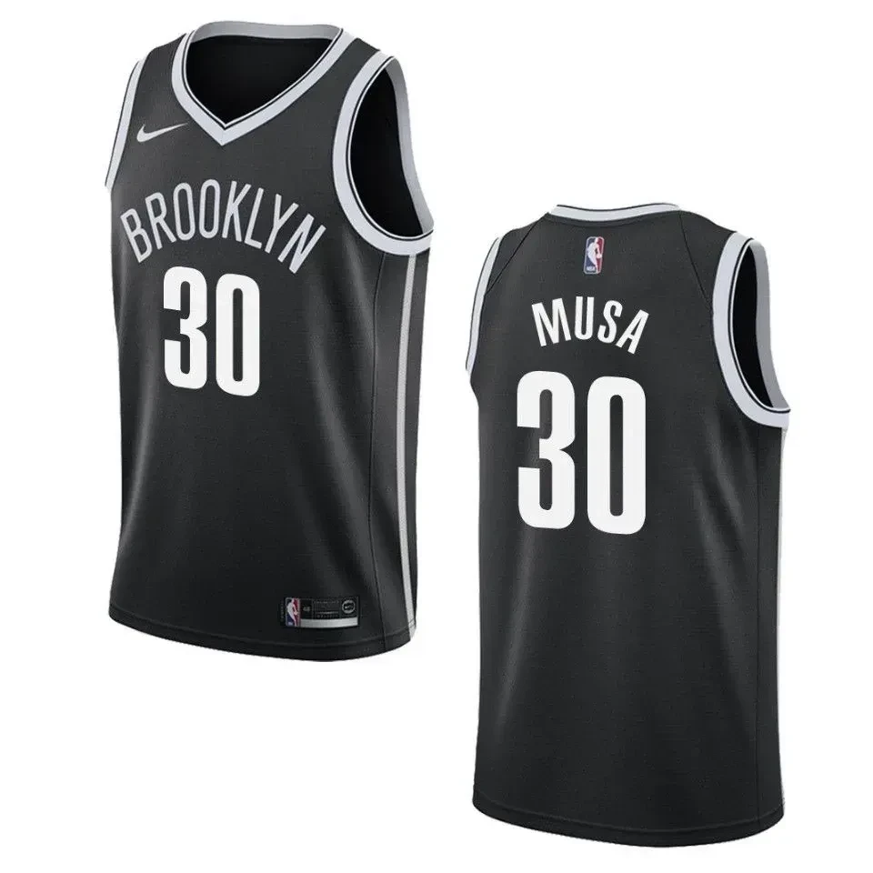 Men's Brooklyn Nets 30 Dzanan Musa Icon Swingman Jersey - Black - JS760 