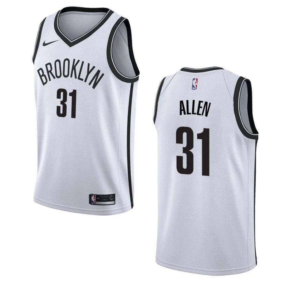 Men's Brooklyn Nets 31 Jarrett Allen Association Swingman Jersey - White - JS773 