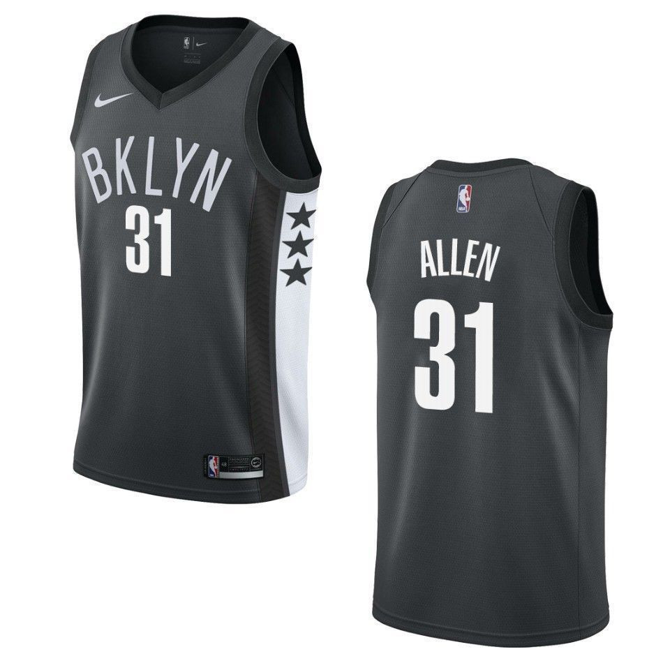 Men's Brooklyn Nets 31 Jarrett Allen Statement Swingman Jersey - Black - JS131 