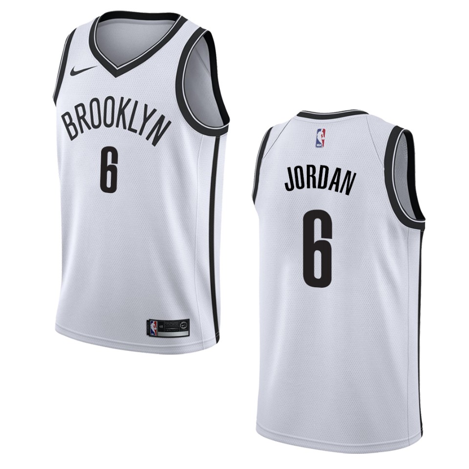 Men's Brooklyn Nets #6 Deandre Jordan Association Swingman Jersey - White