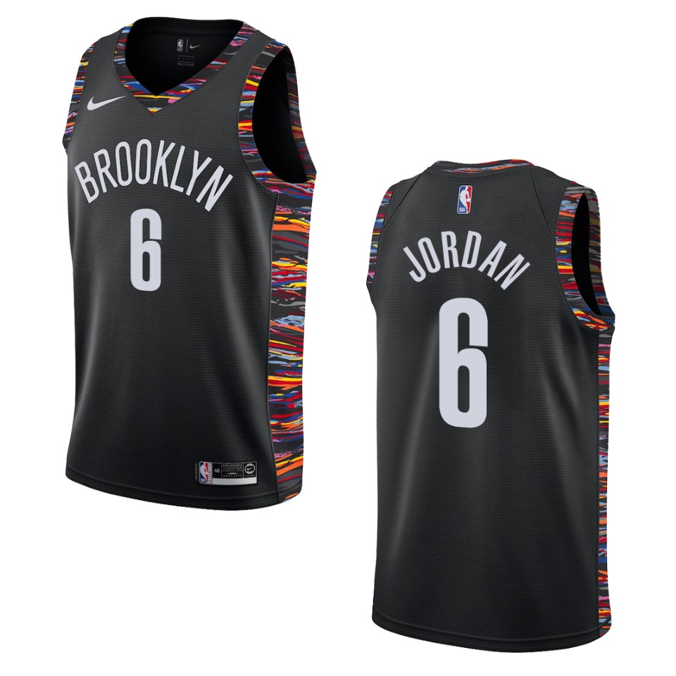 Men's Brooklyn Nets #6 Deandre Jordan City Swingman Jersey - Black