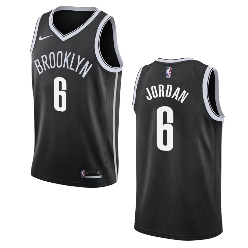 Men's Brooklyn Nets #6 Deandre Jordan Icon Swingman Jersey - Black