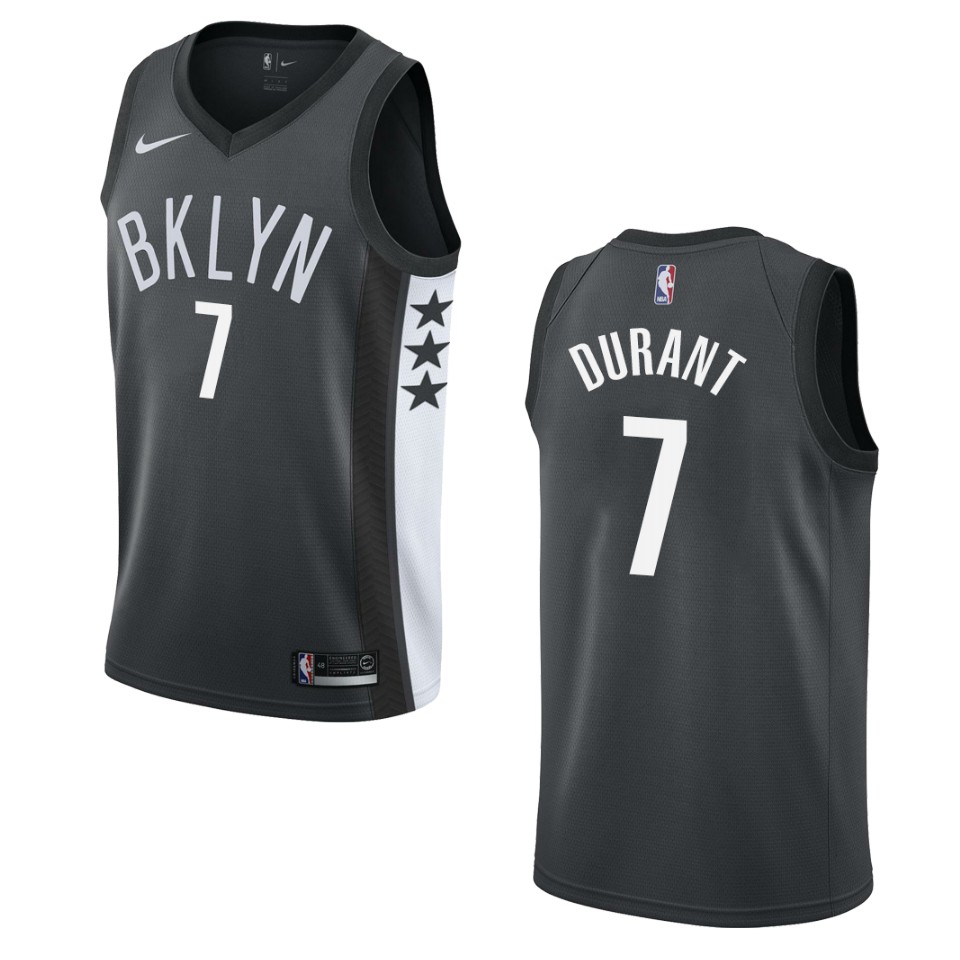 Men's Brooklyn Nets #7 Kevin Durant Statement Swingman Jersey - Black