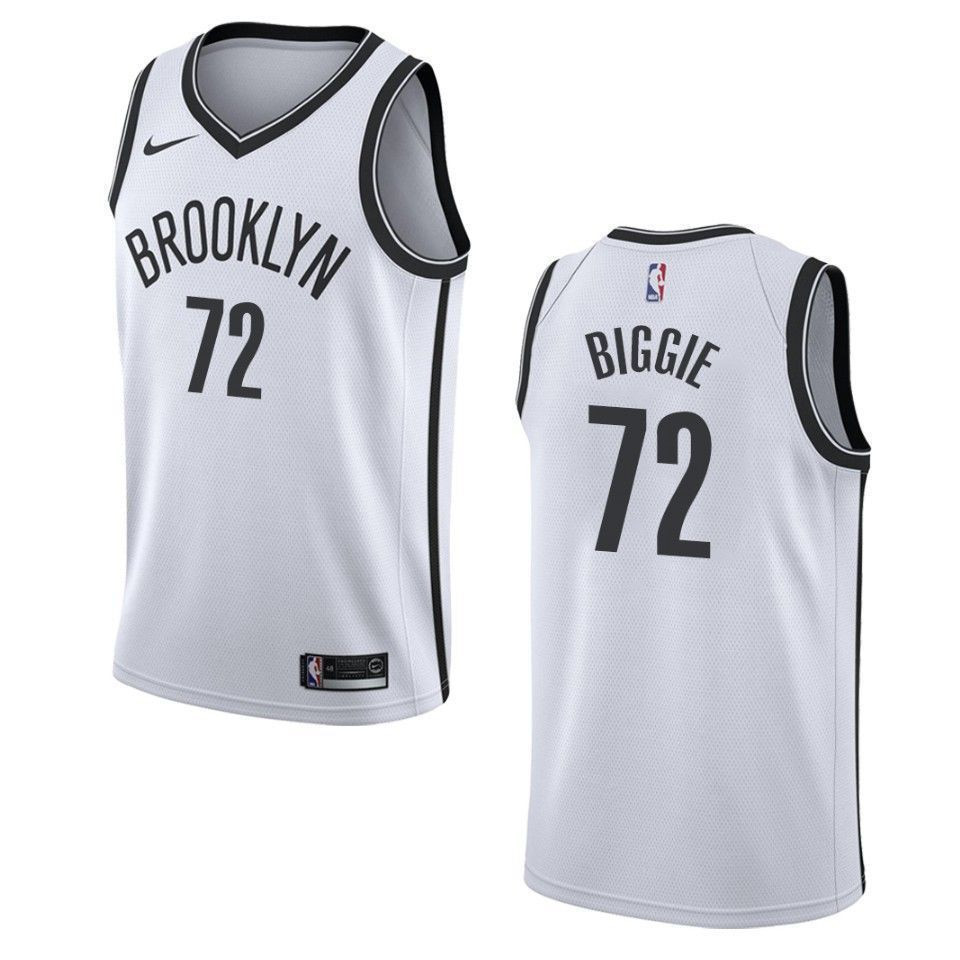 Men's Brooklyn Nets 72 Biggie Smalls Association Basketball Jersey - White - JS287 
