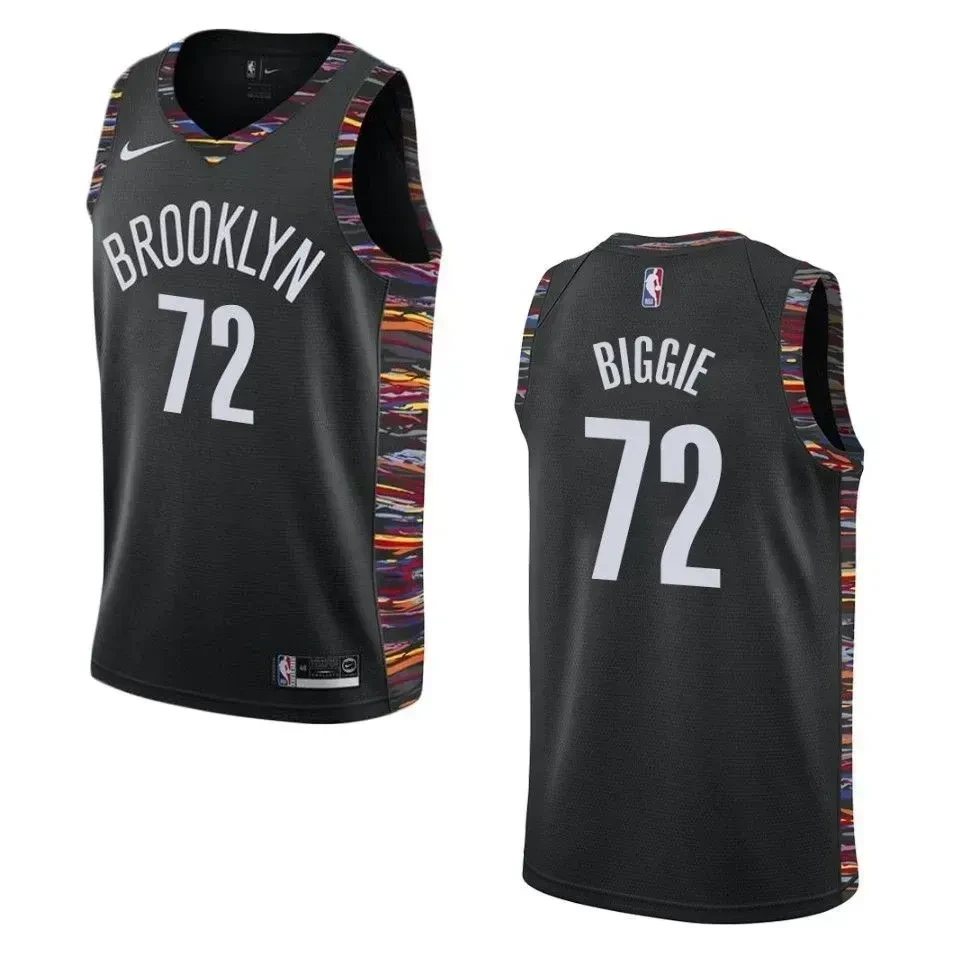 Men's Brooklyn Nets 72 Biggie Smalls City Basketball Jersey - Black - JS725 