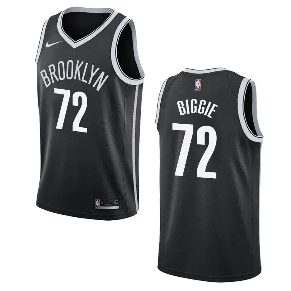 Men's Brooklyn Nets 72 Biggie Smalls Icon Basketball Jersey - Black - JS277 