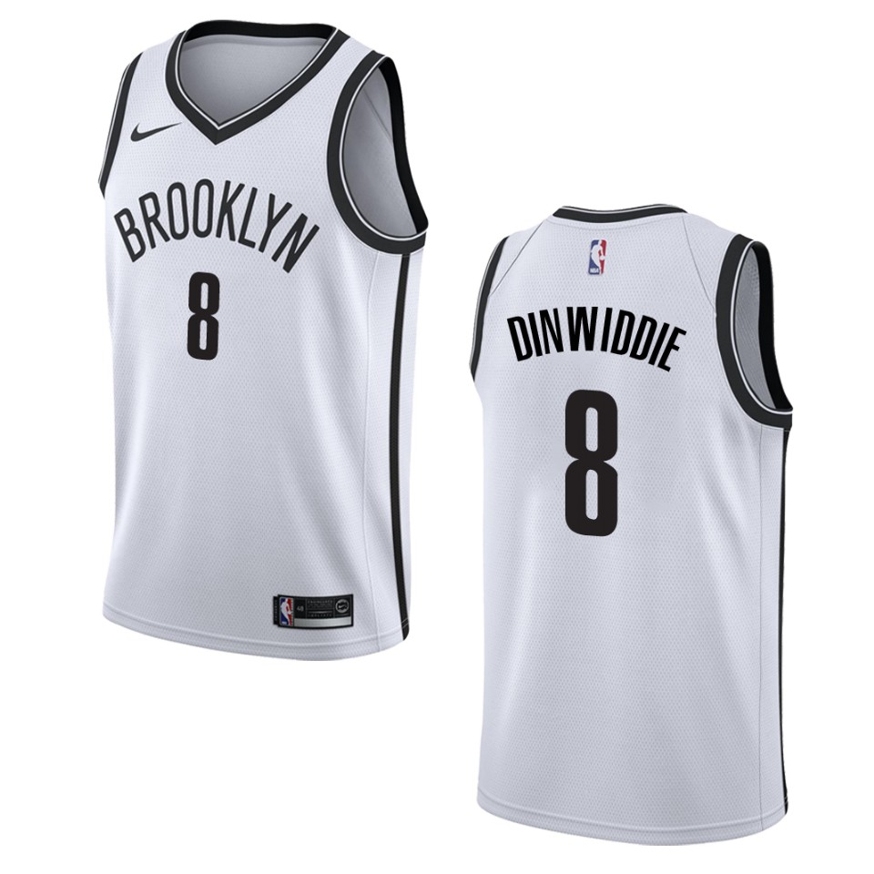 Men's Brooklyn Nets #8 Spencer Dinwiddie Association Swingman Jersey - White