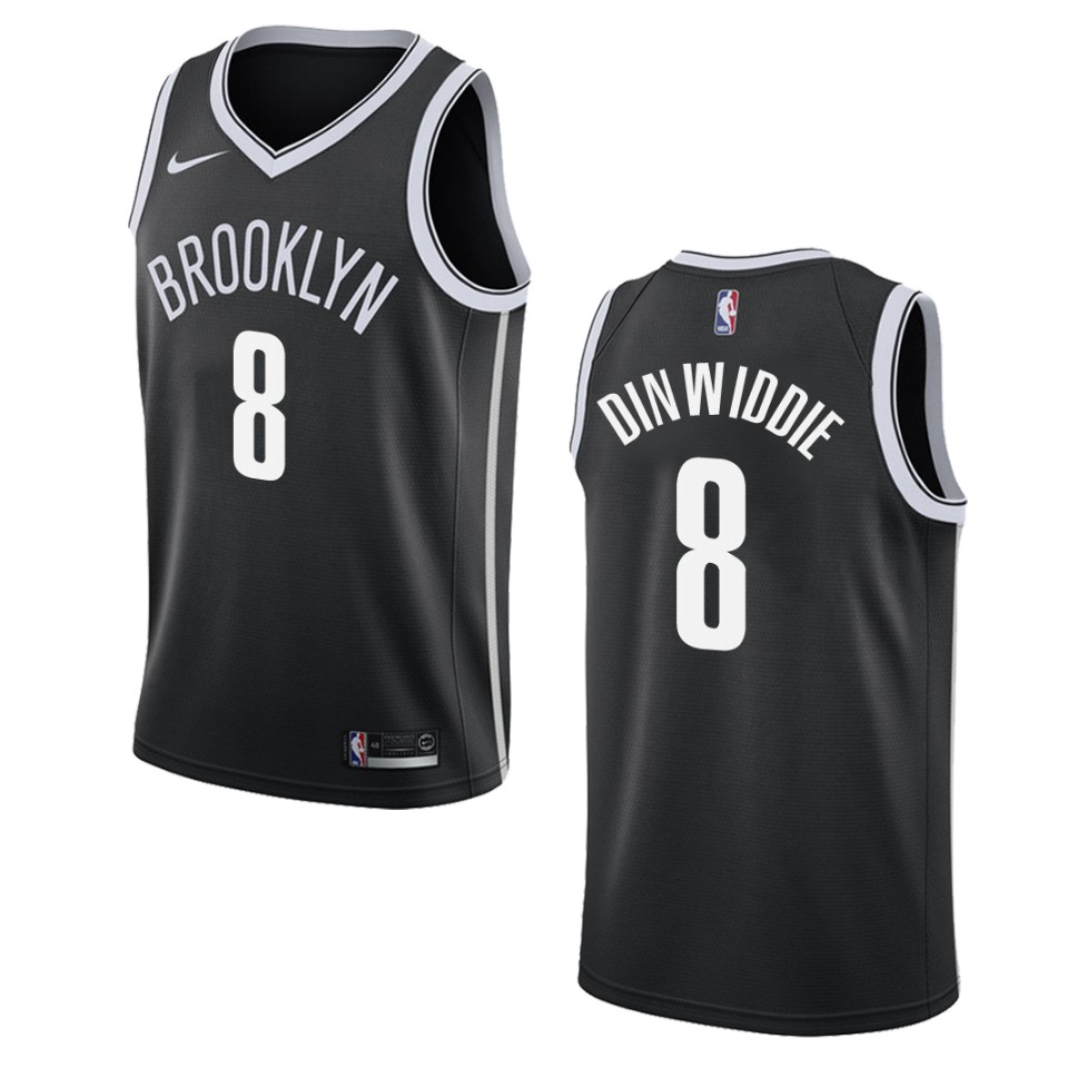 Men's Brooklyn Nets #8 Spencer Dinwiddie Icon Swingman Jersey - Black