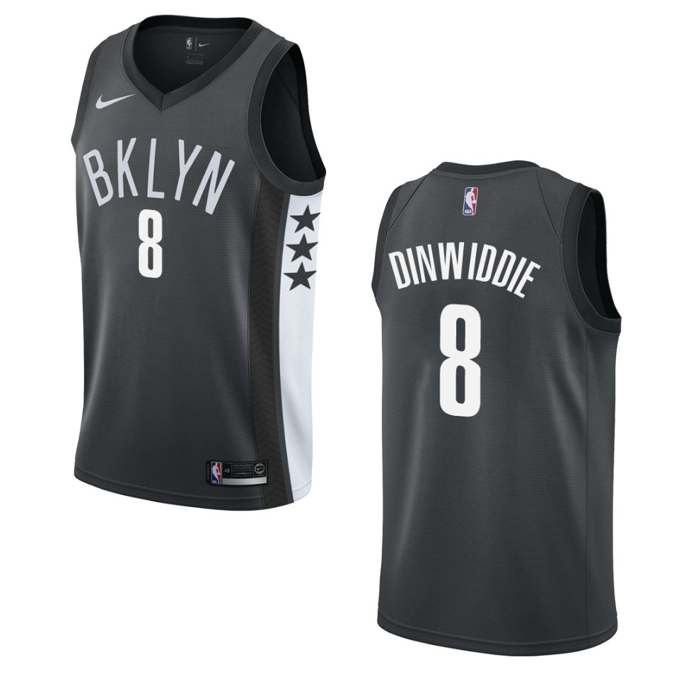 Men's Brooklyn Nets #8 Spencer Dinwiddie Statement Swingman Jersey - Black