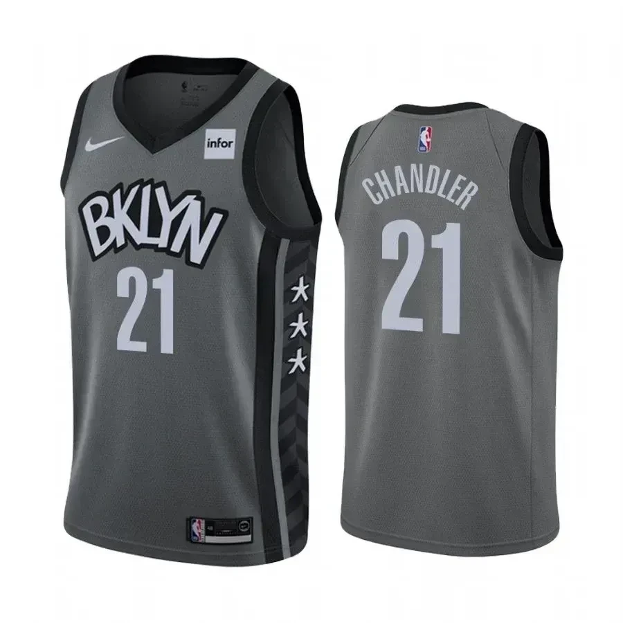 Men's Brooklyn Nets Wilson Chandler 21 Statet Edition Basketball Jersey - JS613 