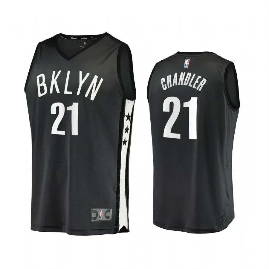 Men's Brooklyn Nets Wilson Chandler Black Statet Basketball Jersey - JS459 
