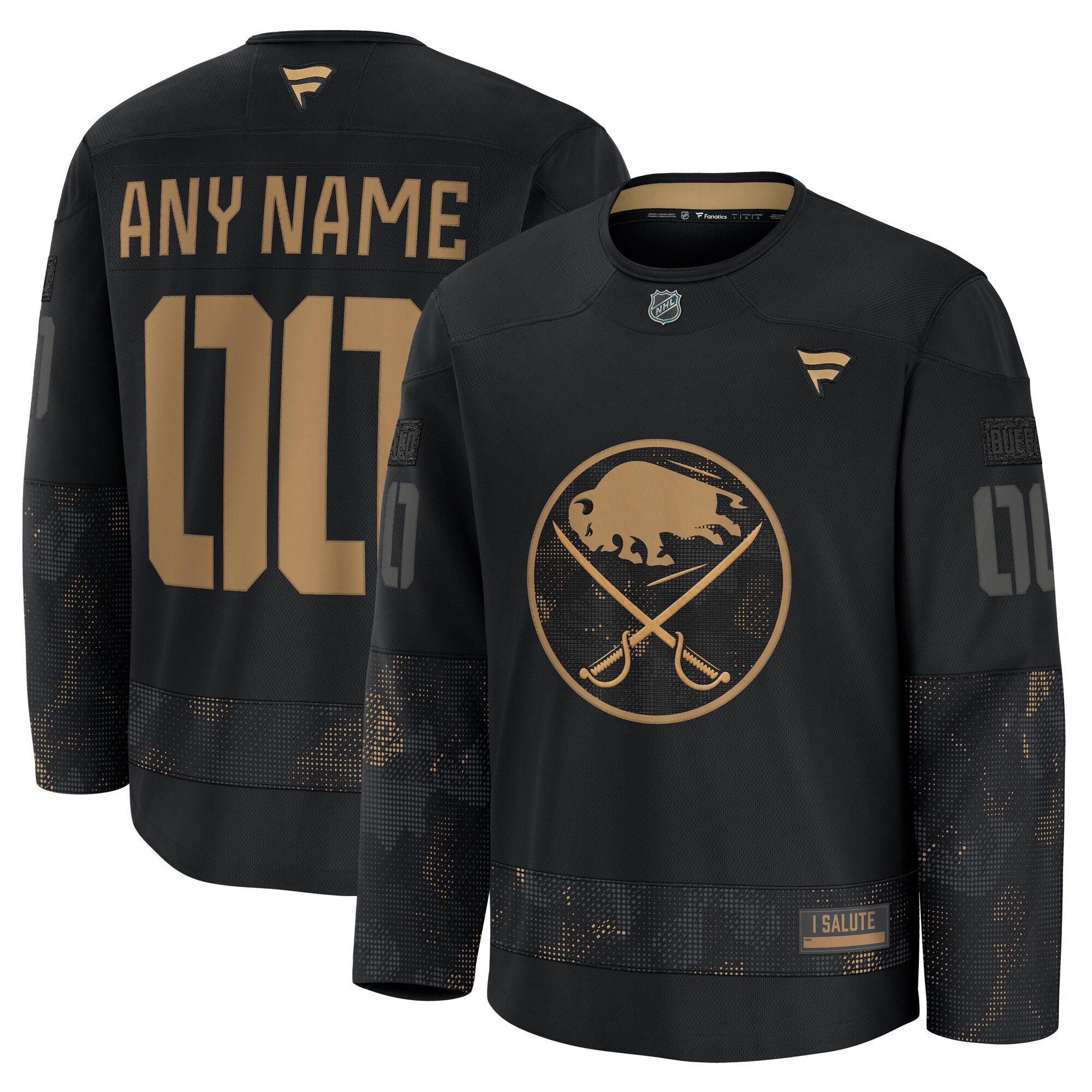 Men's Buffalo Sabres Black 2024 Military Appreciation Custom Practice Hockey Jersey - JS185 